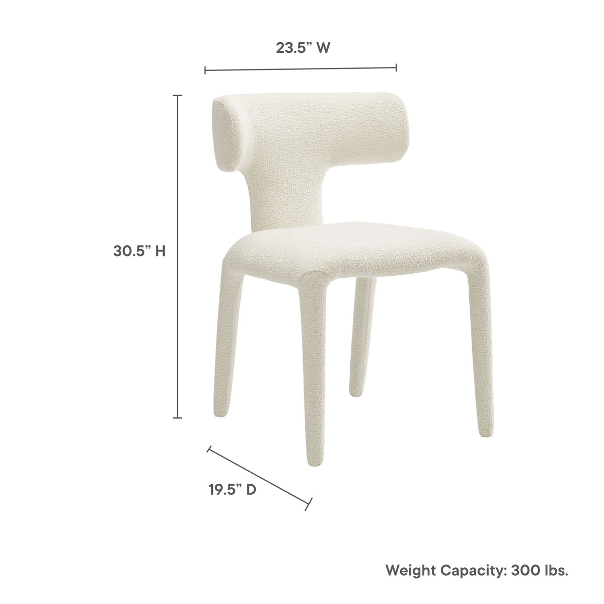 Stellan Curved Back Boucle Upholstered Dining Chair Set of Two