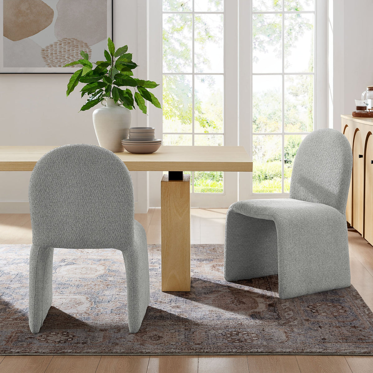 Junia Boucle Upholstered Arch Armless Dining Chair - view 14