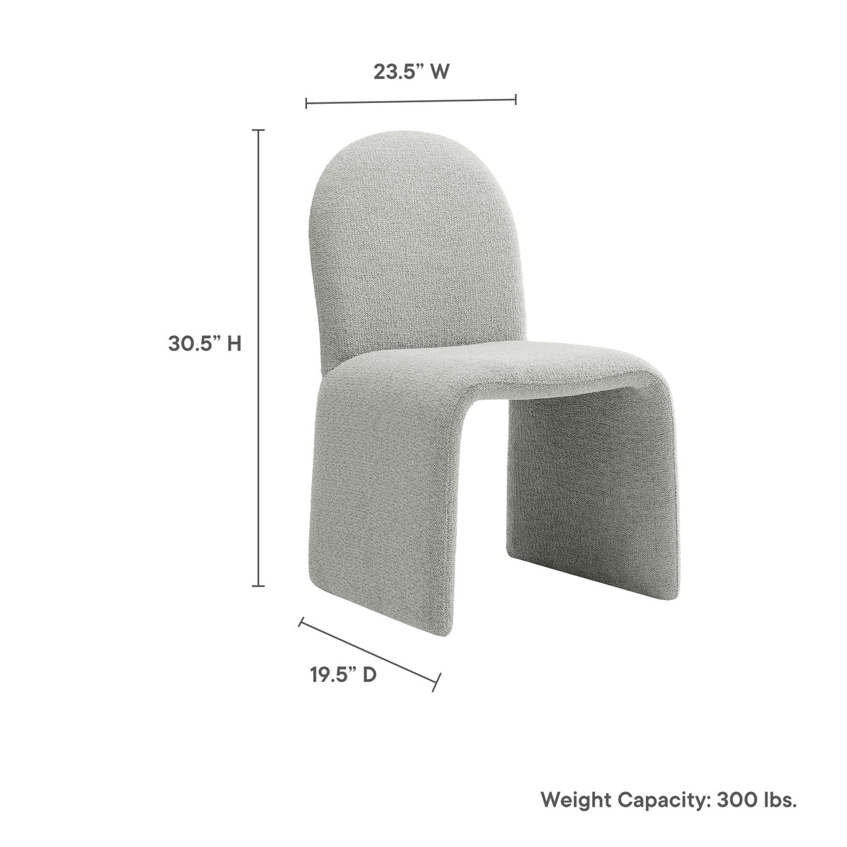 Junia Boucle Upholstered Arch Armless Dining Chair - view 18