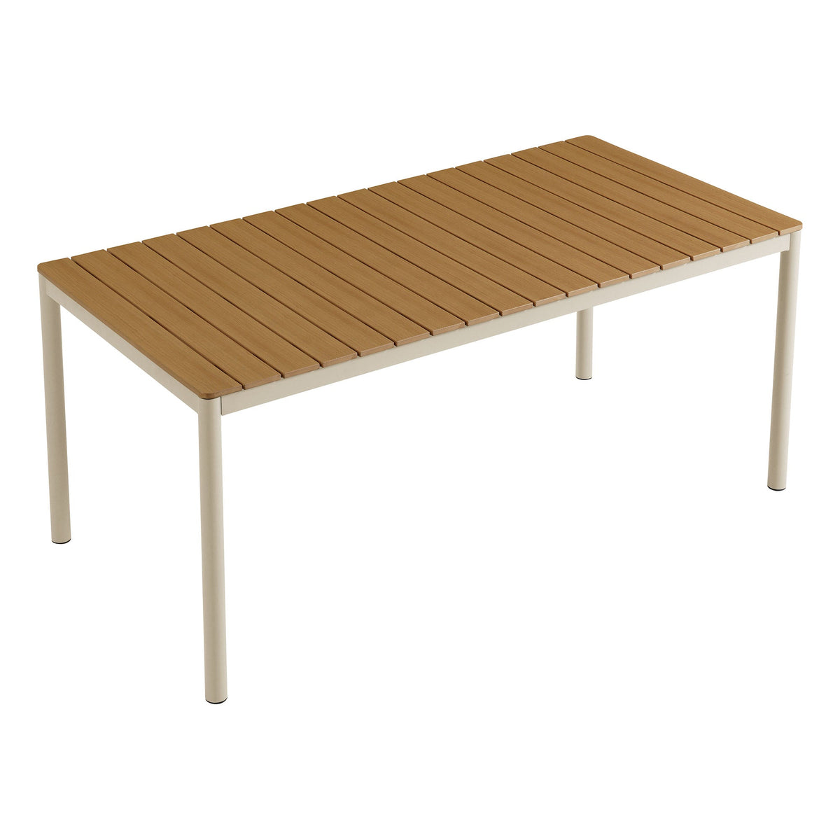 Finn 71" Outdoor Patio Aluminum Dining Table with Faux Wood Top - view 4