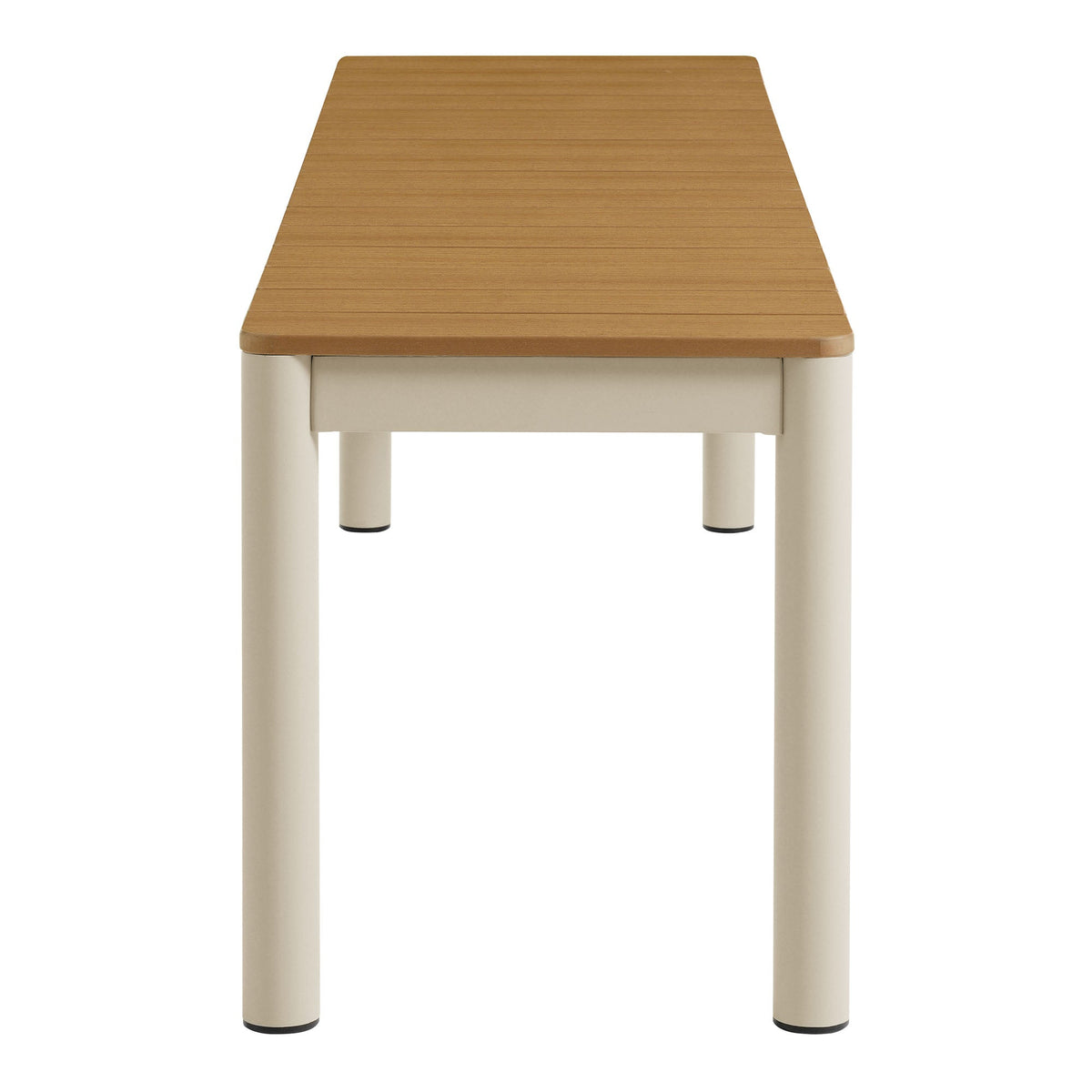 Finn Outdoor Patio Aluminum Bench with Faux Wood Top Set of 2