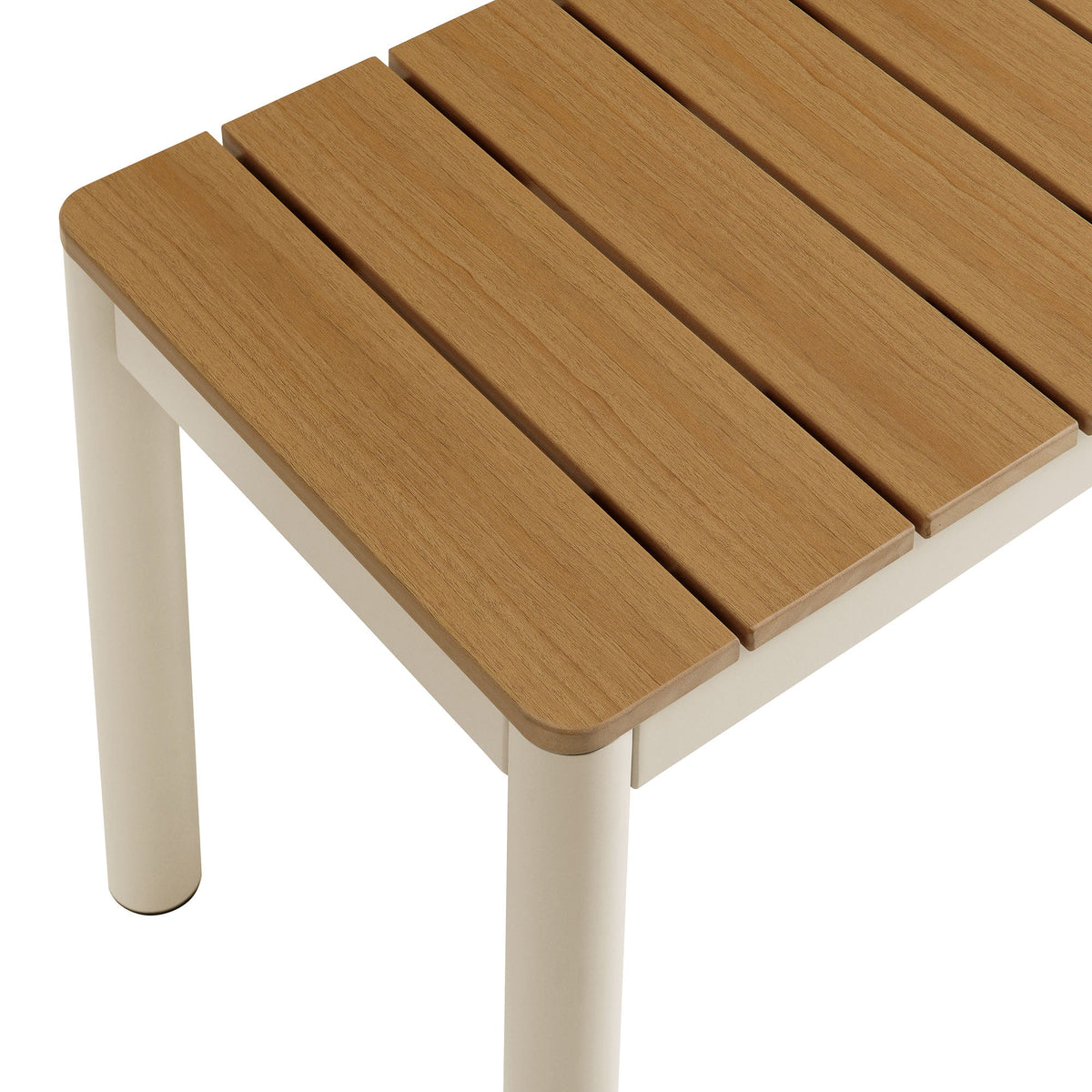 Finn Outdoor Patio Aluminum Bench with Faux Wood Top Set of 2