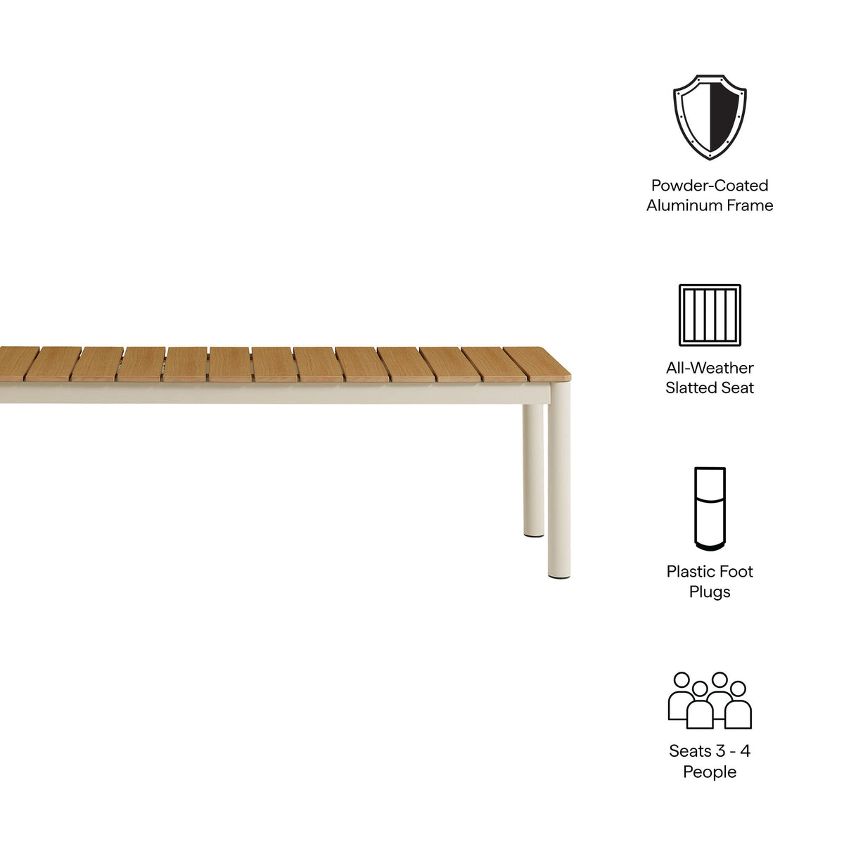 Finn Outdoor Patio Aluminum Bench with Faux Wood Top Set of 2