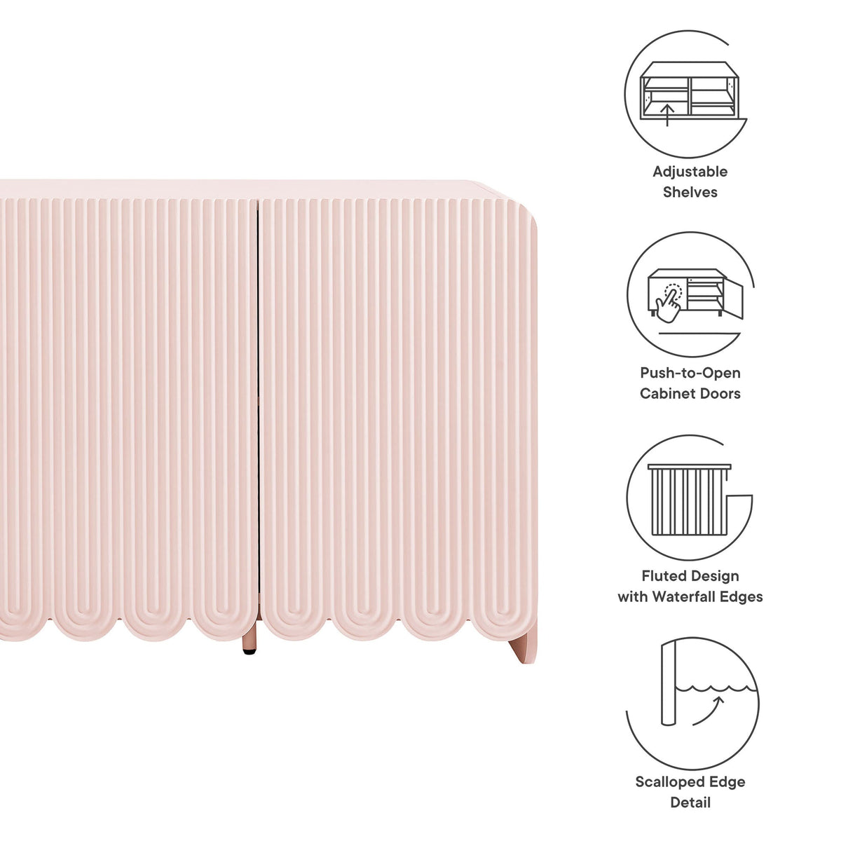 Dahlia Fluted and Scalloped Sideboard Storage Cabinet