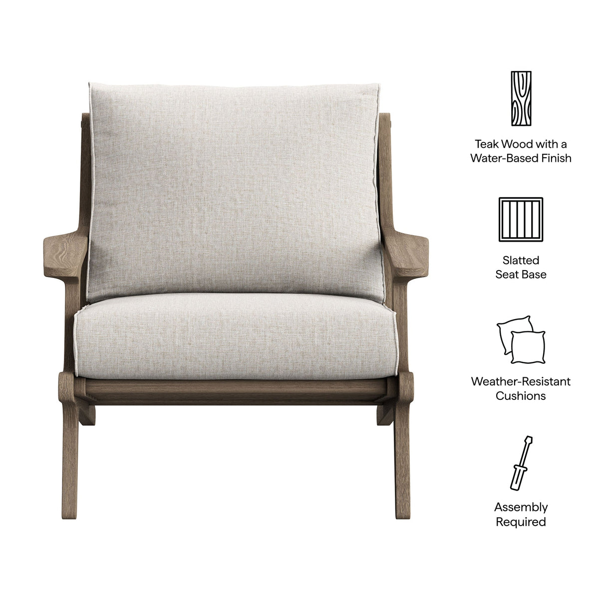 Saratoga Outdoor Teak Wood Armchair