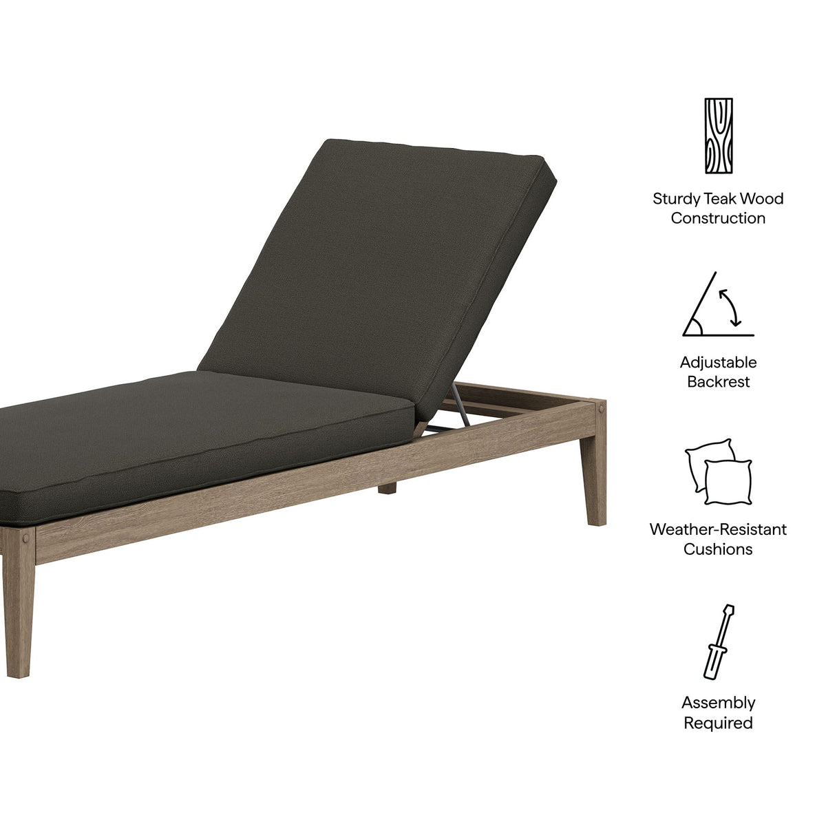 Northlake Outdoor Teak Chaise Lounge - view 24