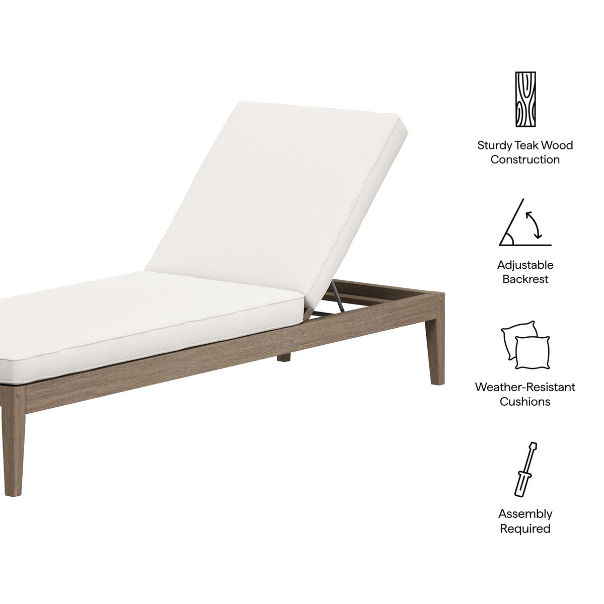 Northlake Outdoor Teak Chaise Lounge - view 22