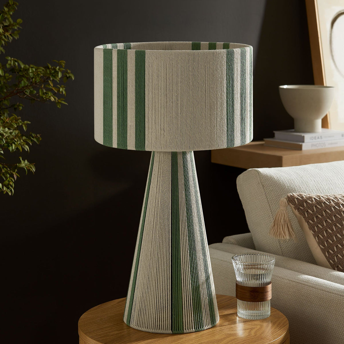 Gia Handwoven Cotton Thread Striped or Plain Table Lamp