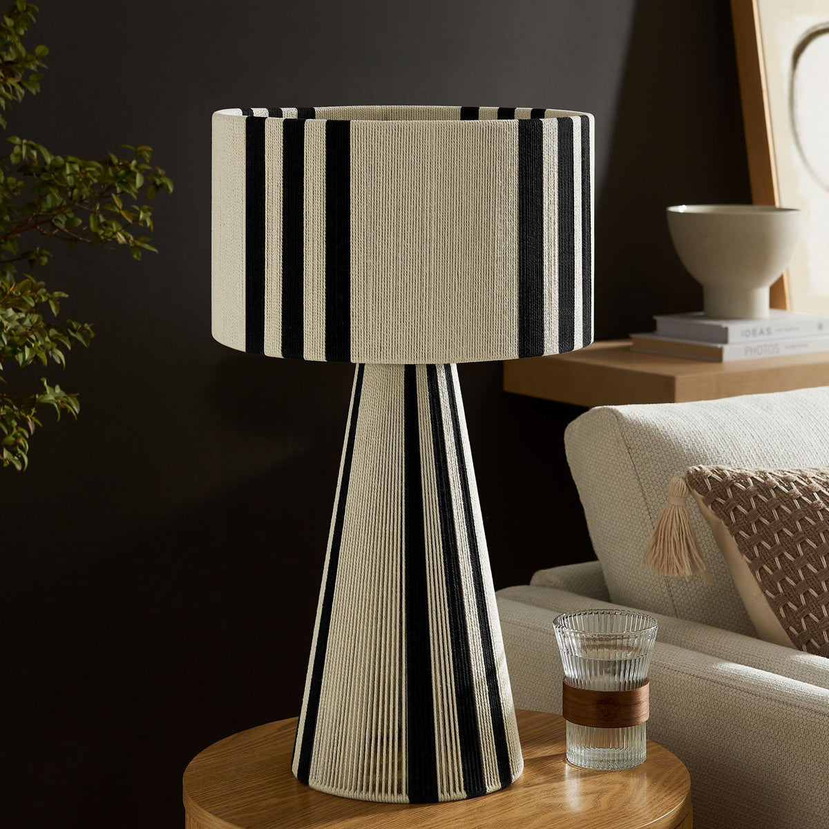Gia Handwoven Cotton Thread Striped or Plain Table Lamp