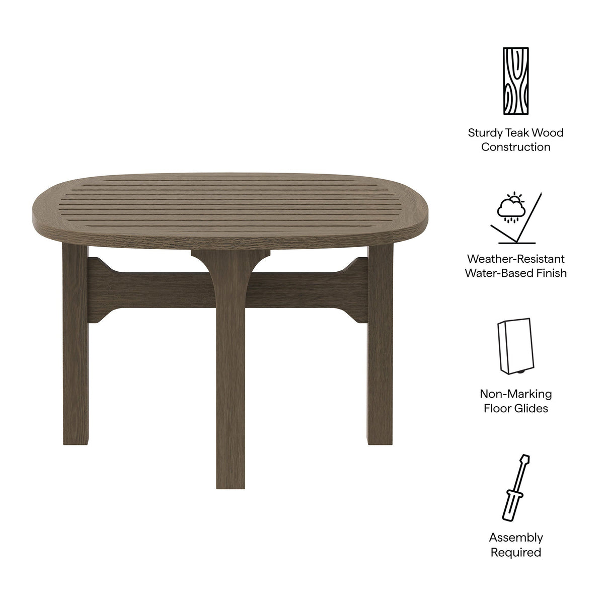 Saratoga Square Outdoor Patio Teak Wood Side Table