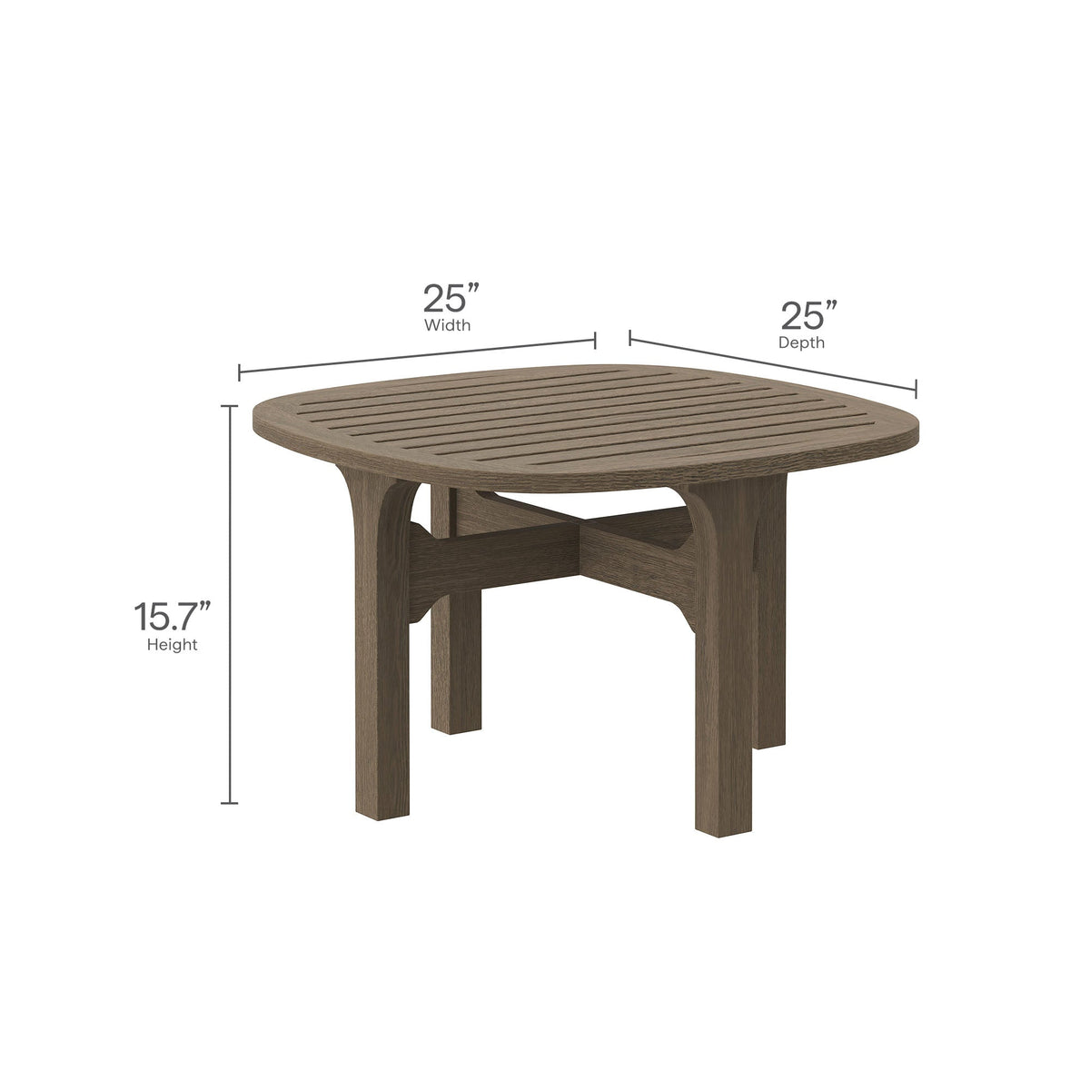 Saratoga Square Outdoor Patio Teak Wood Side Table