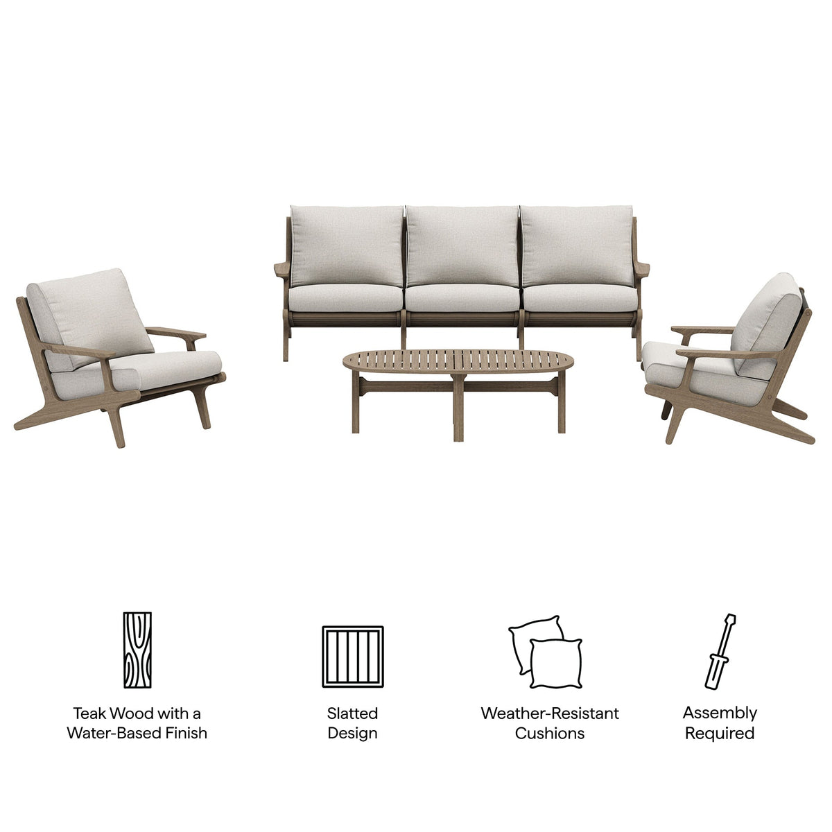Saratoga 4-Piece Outdoor Teak Wood Furniture Set
