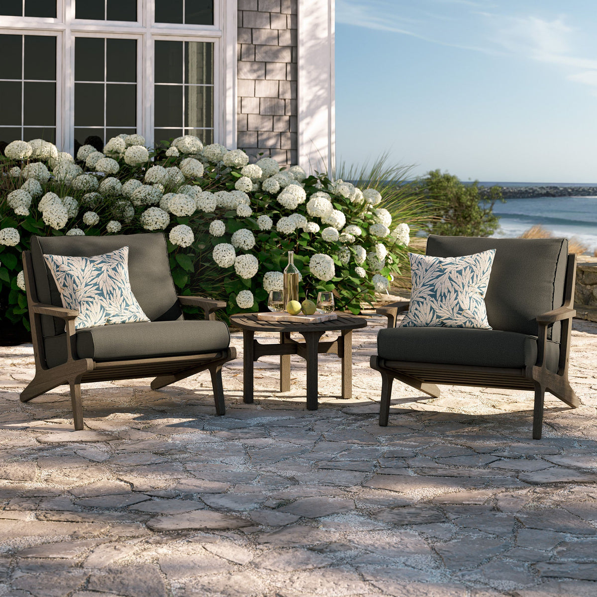 Saratoga 3-Piece Outdoor Teak Wood Furniture Set with Lounge Chairs and Side Table