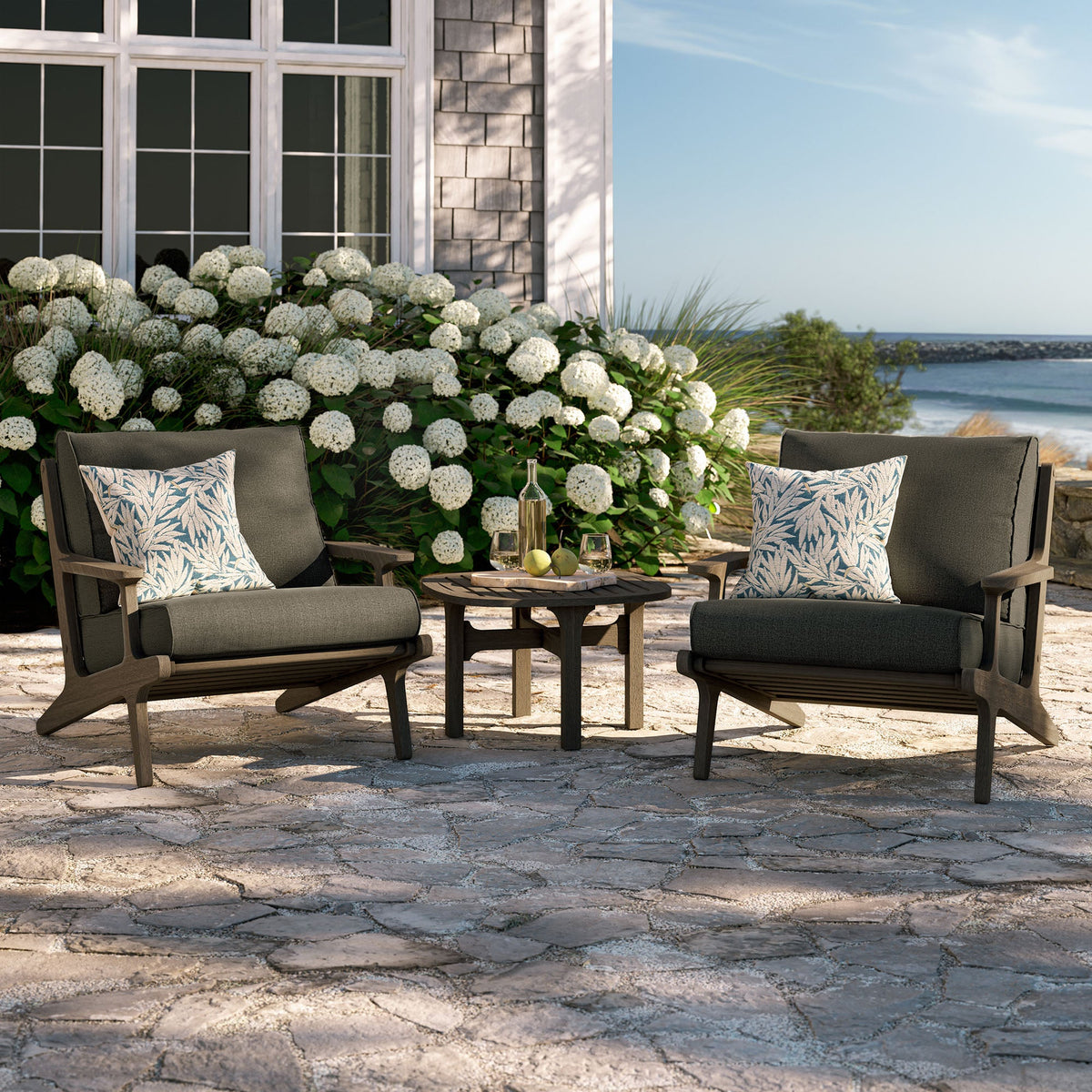 Saratoga 3-Piece Outdoor Teak Wood Furniture Set with Lounge Chairs and Side Table