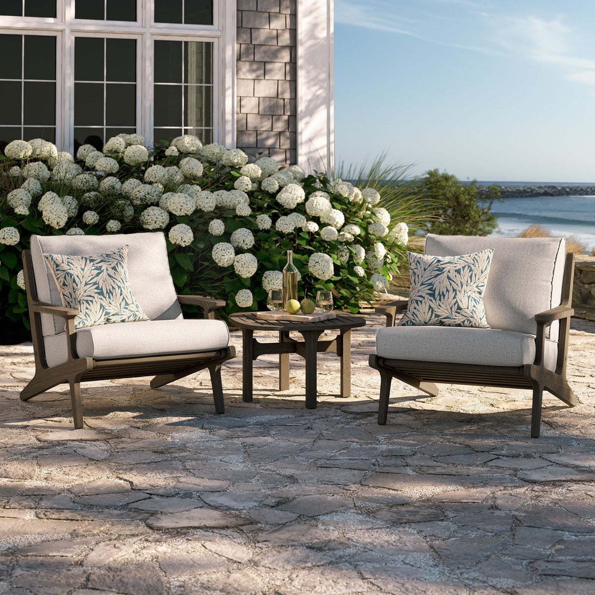 Saratoga 3-Piece Outdoor Teak Wood Furniture Set with Lounge Chairs and Side Table