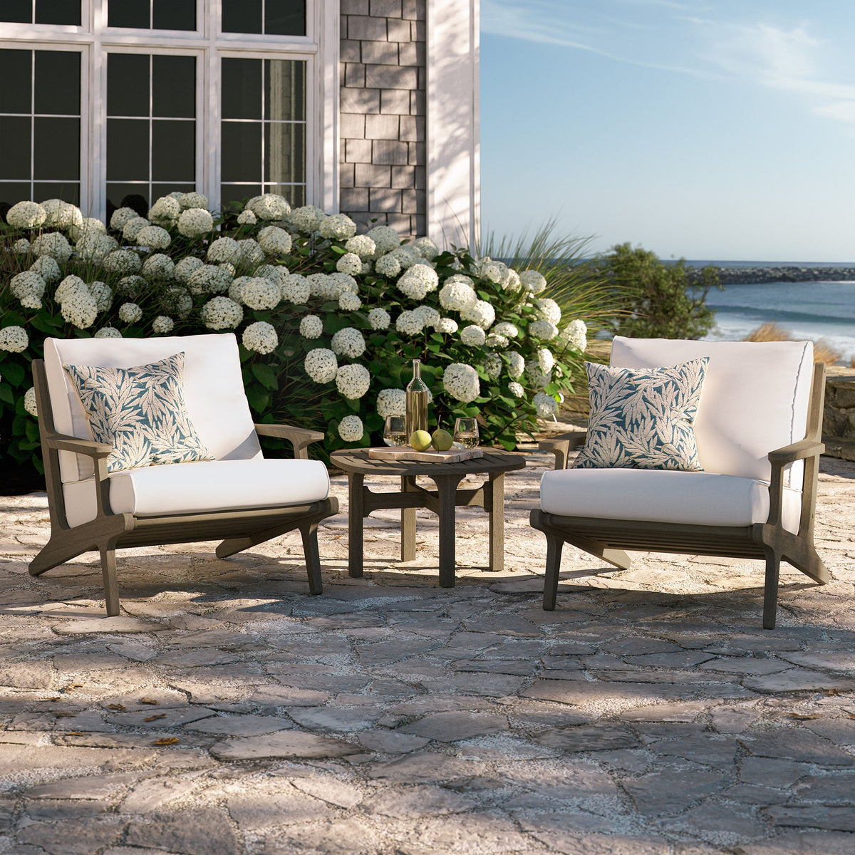 Saratoga 3-Piece Outdoor Teak Wood Furniture Set with Lounge Chairs and Side Table