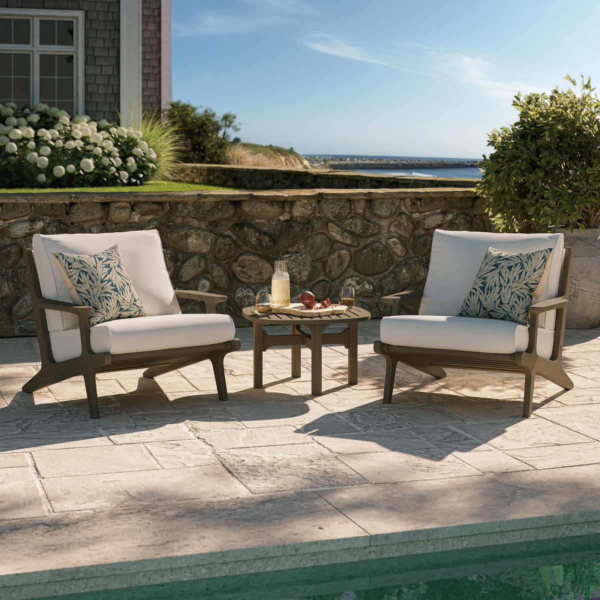 Saratoga 3-Piece Outdoor Teak Wood Furniture Set with Lounge Chairs and Side Table