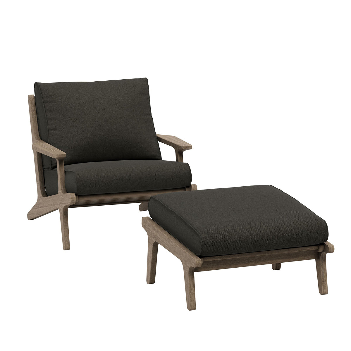 Saratoga Outdoor Teak Wood Chair and Ottoman Set