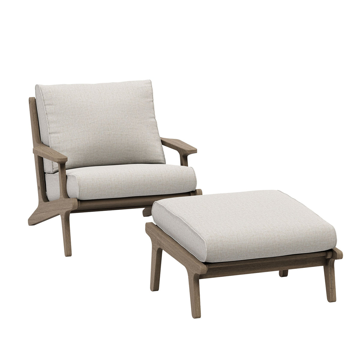 Saratoga Outdoor Teak Wood Chair and Ottoman Set
