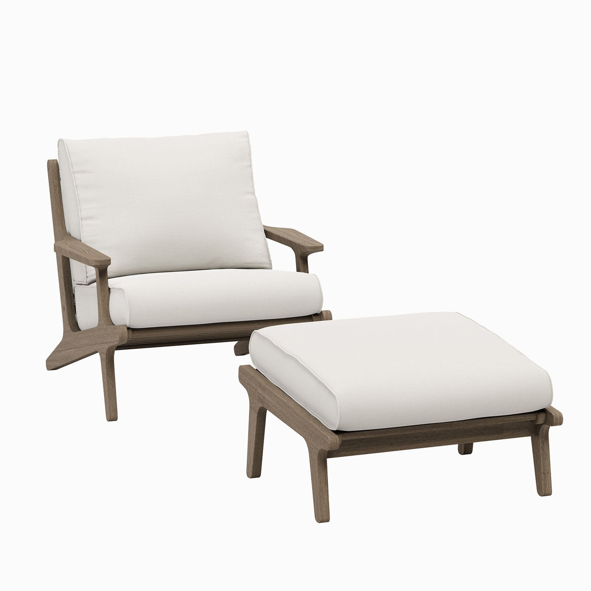 Saratoga Outdoor Teak Wood Chair and Ottoman Set