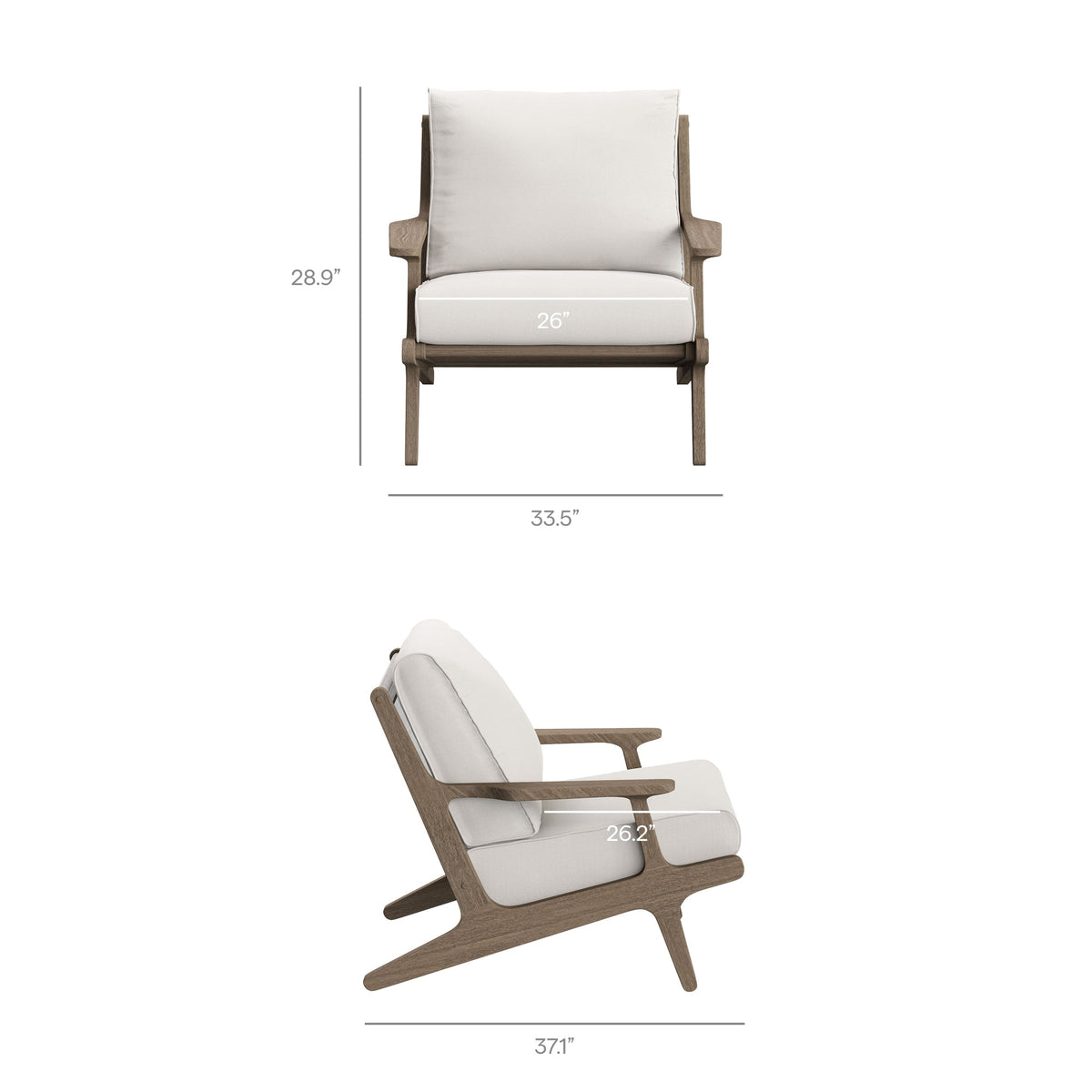 Saratoga Outdoor Teak Wood Chair and Ottoman Set