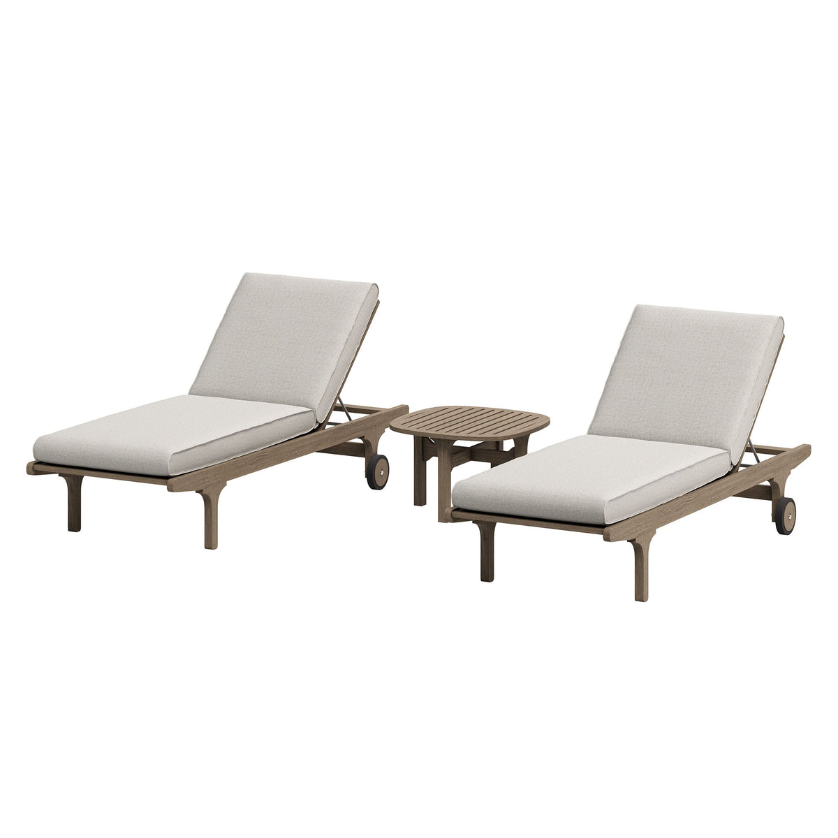 Saratoga Outdoor Teak Wood 3-Piece Chaise Lounge Furniture Set