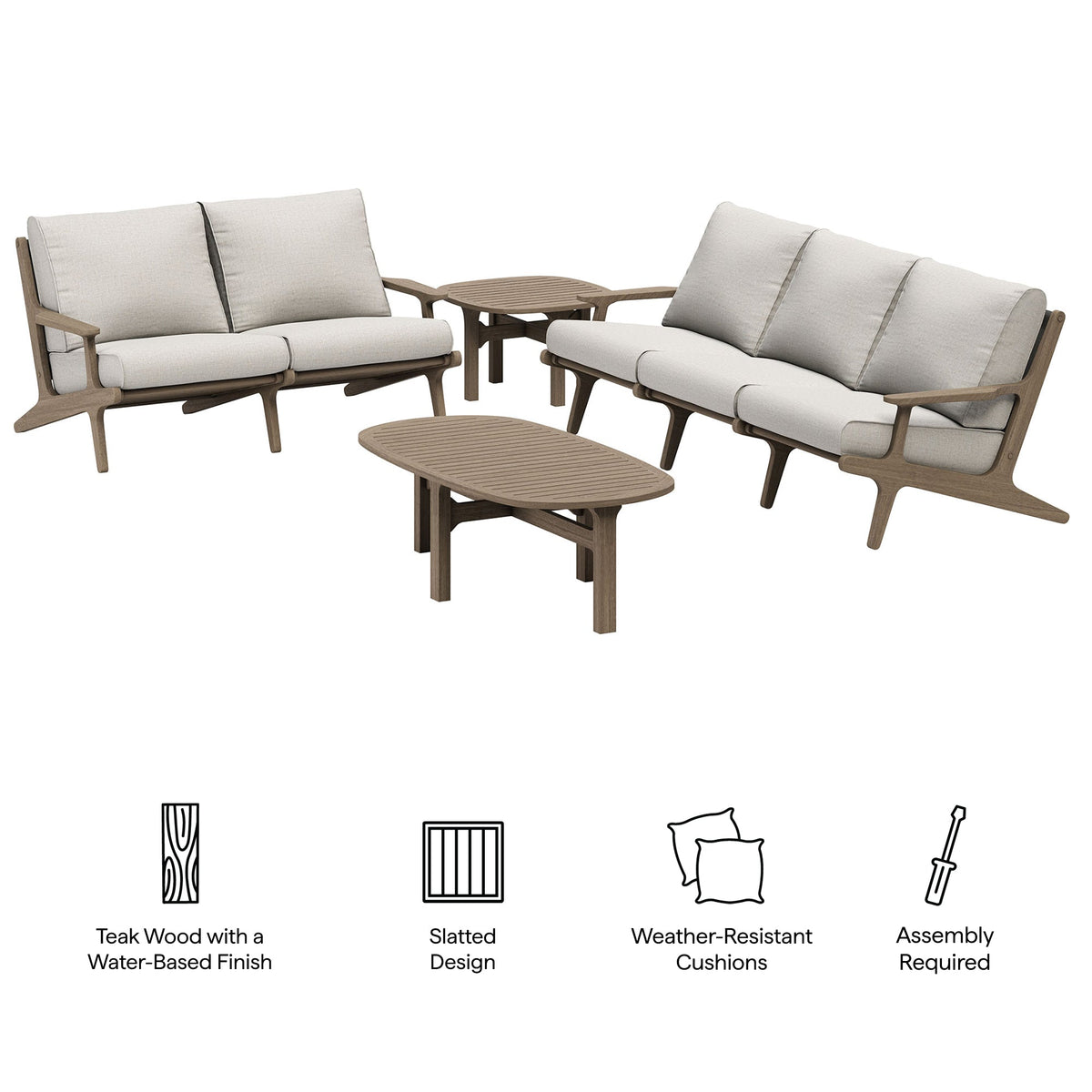 Saratoga 4-Piece Outdoor Teak Wood Furniture Set