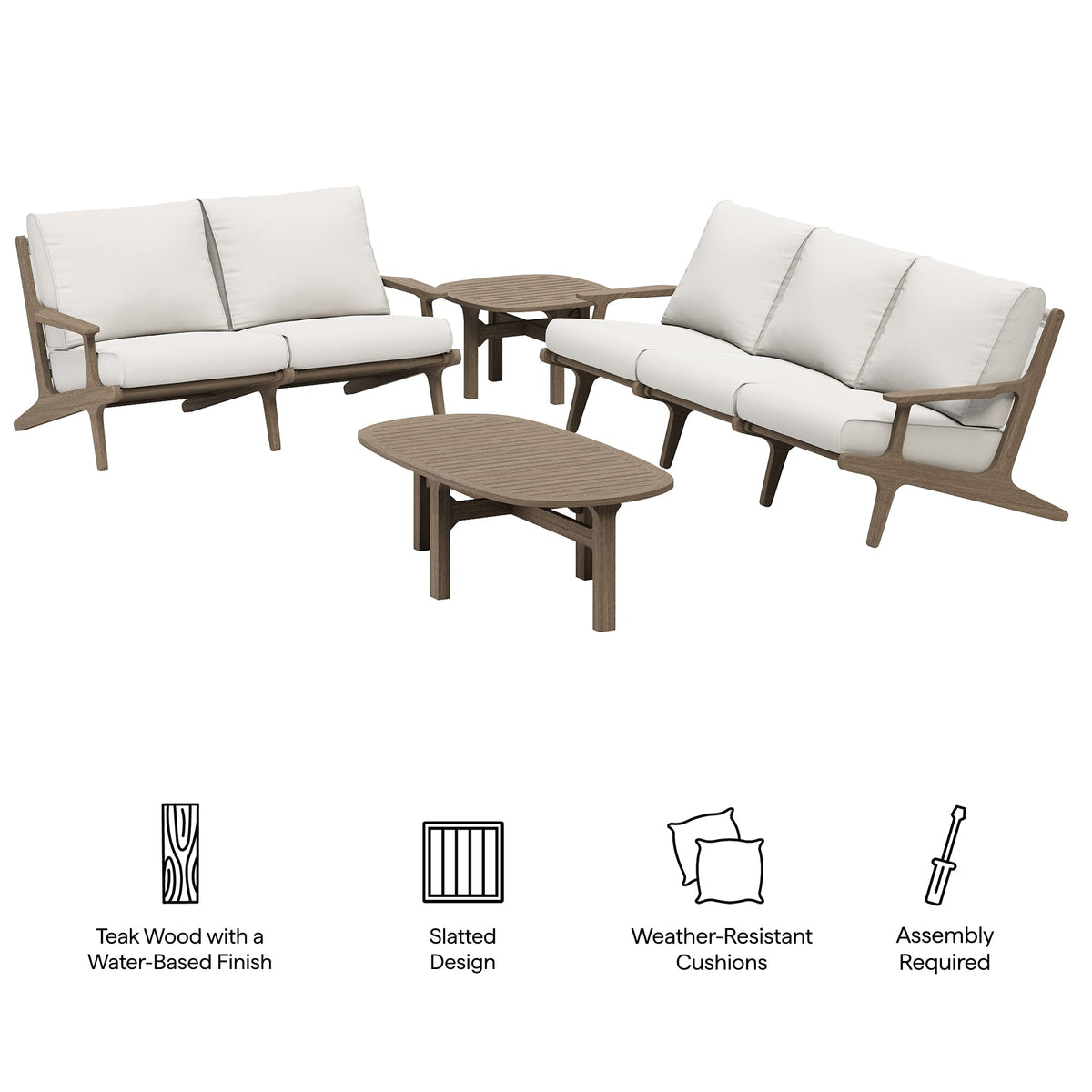 Saratoga 4-Piece Outdoor Teak Wood Furniture Set