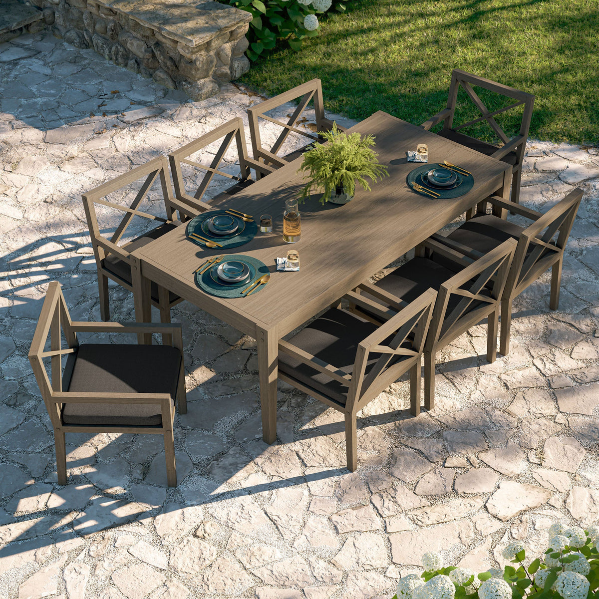 Northlake 9-Piece Outdoor Teak Wood Dining Set