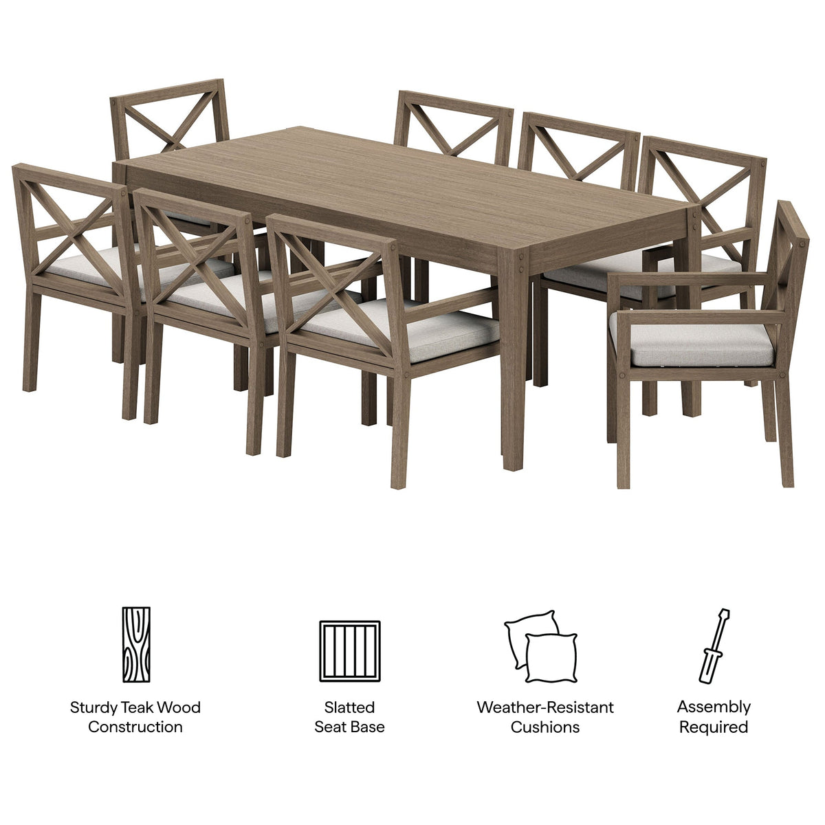 Northlake 9-Piece Outdoor Teak Wood Dining Set