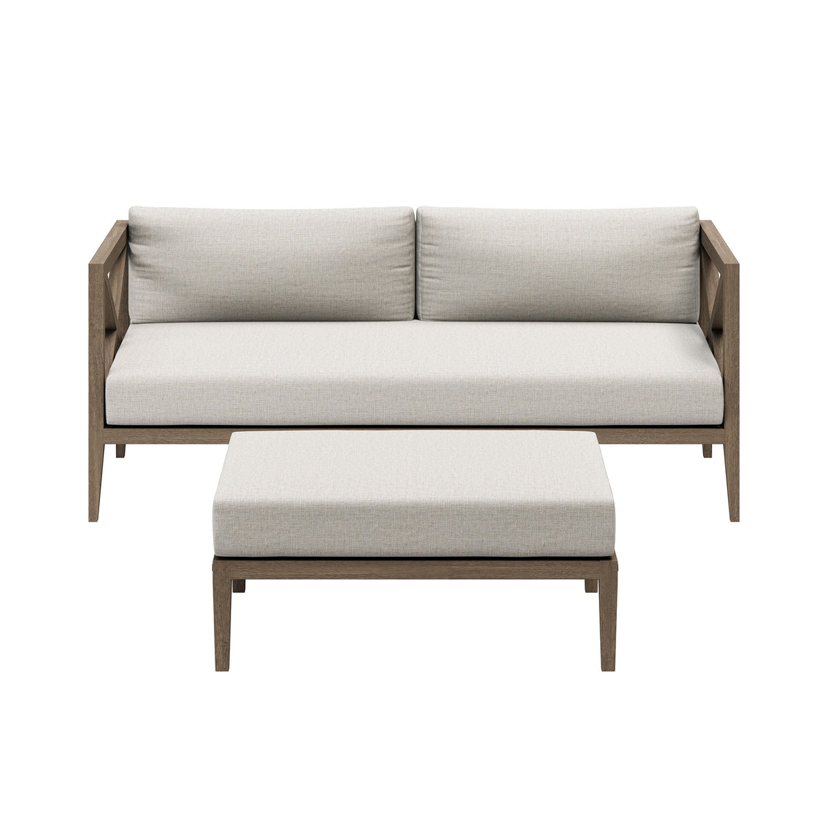 Northlake Outdoor Teak Wood Loveseat and Ottoman Set