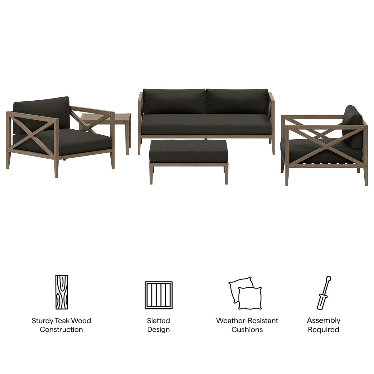 Northlake 5-Piece Outdoor Teak Wood Furniture Set