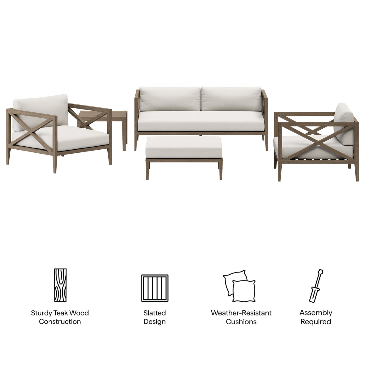 Northlake 5-Piece Outdoor Teak Wood Furniture Set