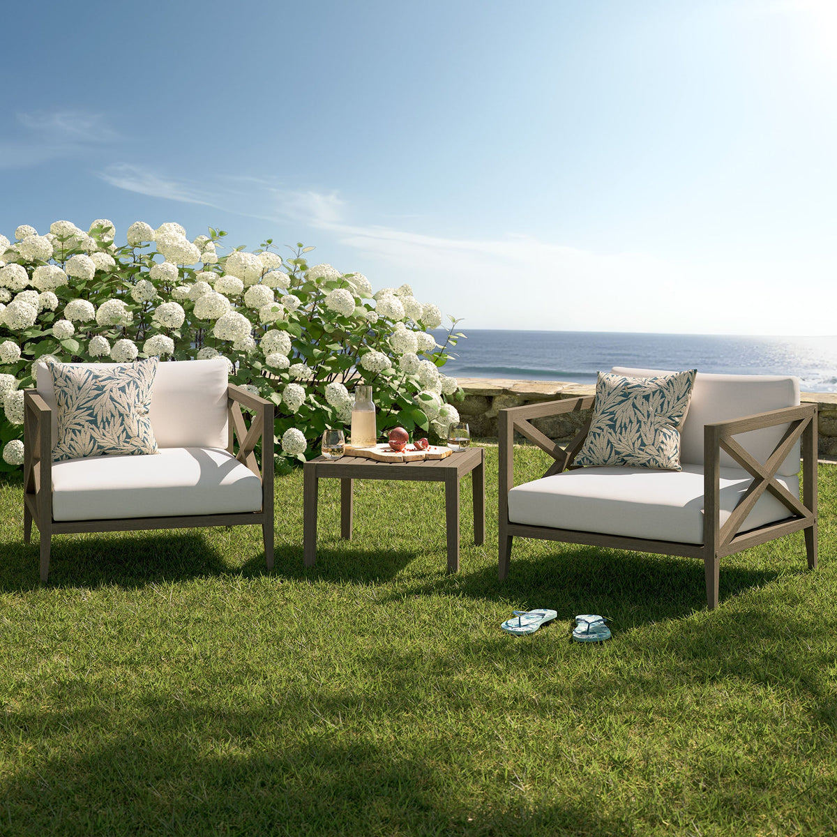 Northlake 3-Piece Outdoor Teak Wood Furniture Set with Armchair and Side Table - view 19