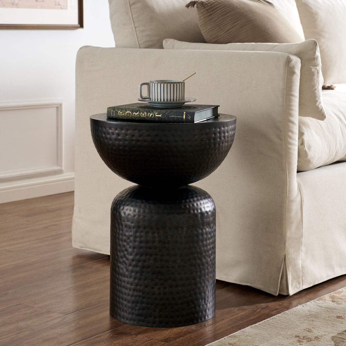 Mella Metal Hammered Side Table