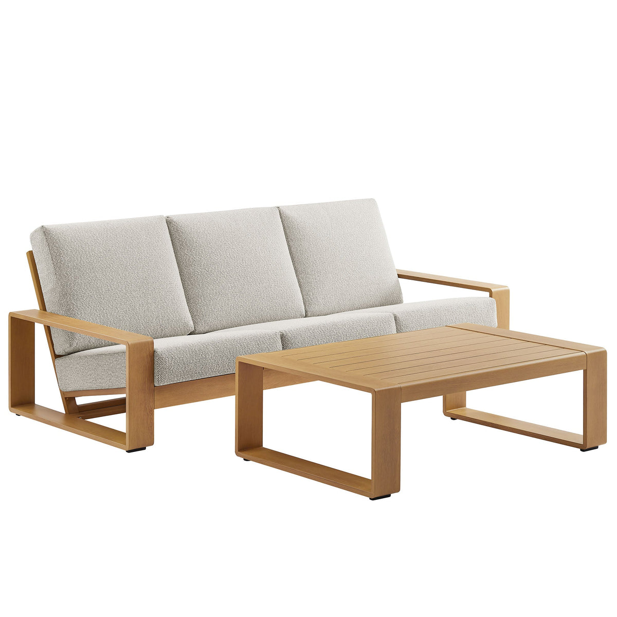 Lirienne 2-Piece Outdoor Patio Aluminum Faux Wood Furniture Set - view 1