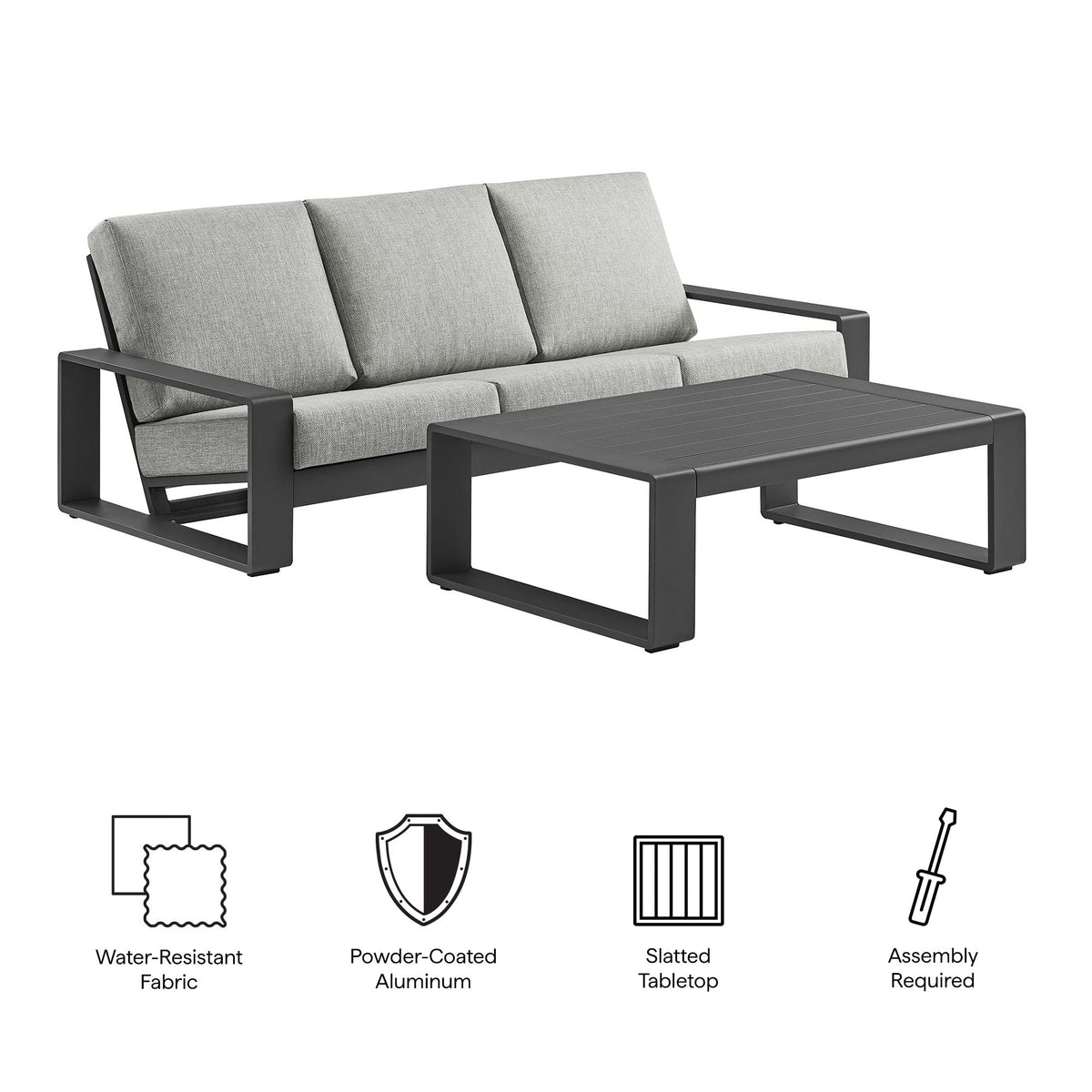 Lirienne 2-Piece Outdoor Patio Aluminum Furniture Set - view 8