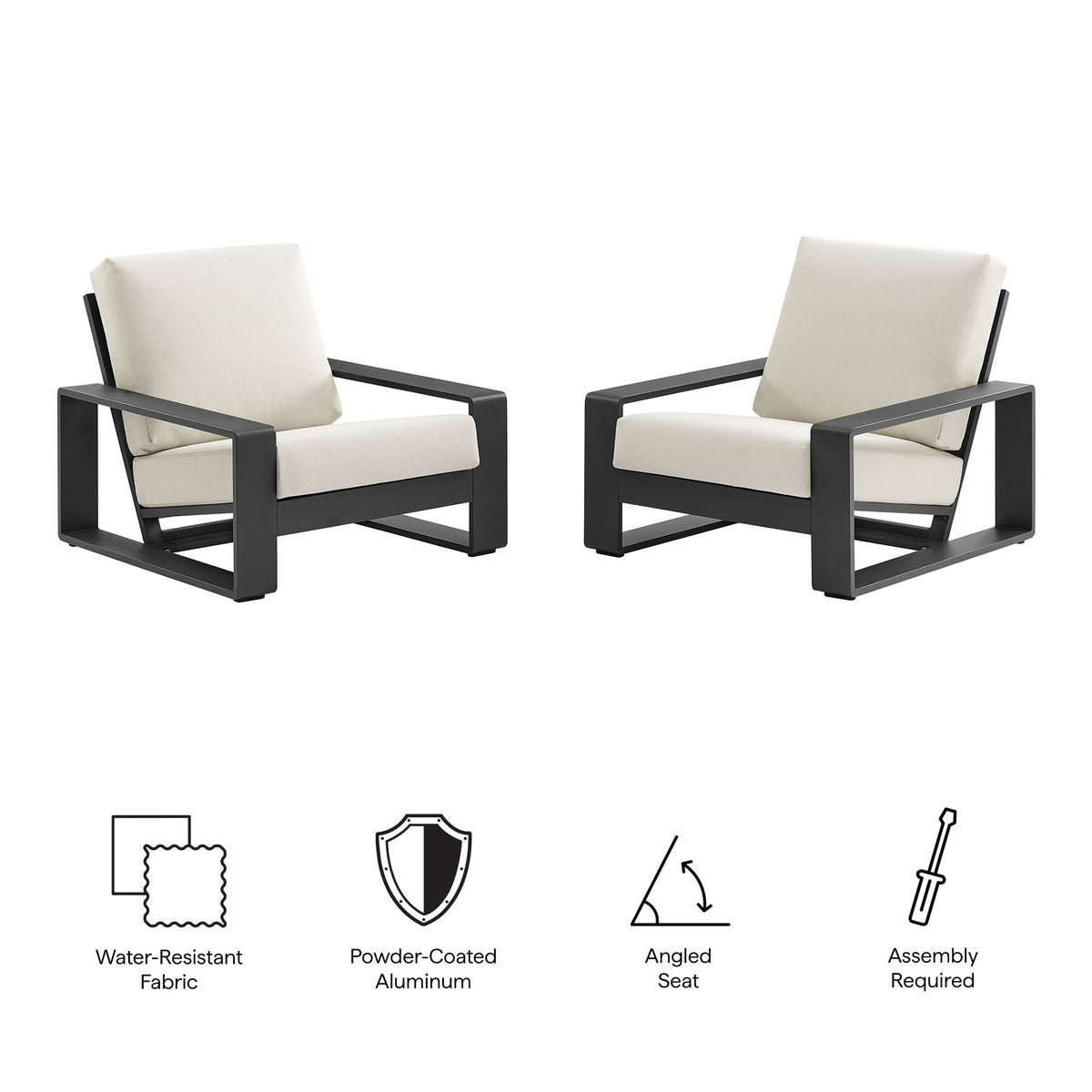 Lirienne Outdoor Patio Aluminum Faux Wood Armchairs Set of 2 - view 7