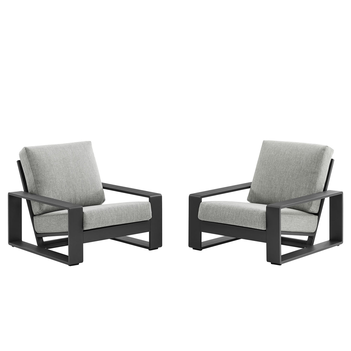 Lirienne Outdoor Patio Aluminum Faux Wood Armchairs Set of 2 - view 2