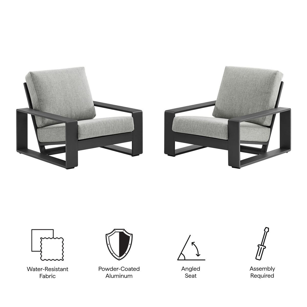 Lirienne Outdoor Patio Aluminum Faux Wood Armchairs Set of 2 - view 8