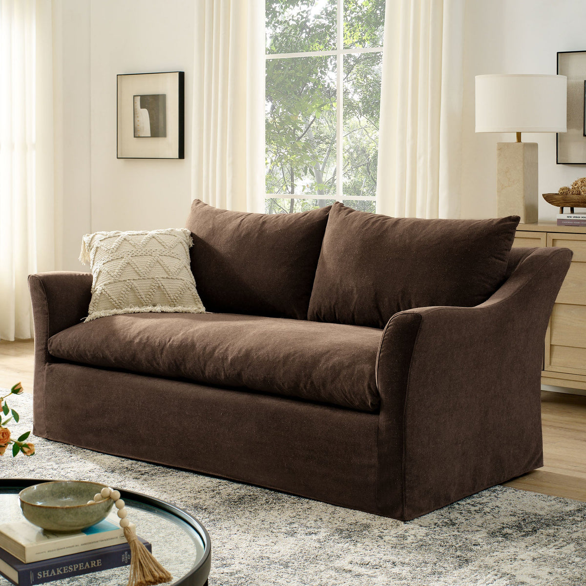 Somerset 70" Slipcovered Linen Blend Loveseat