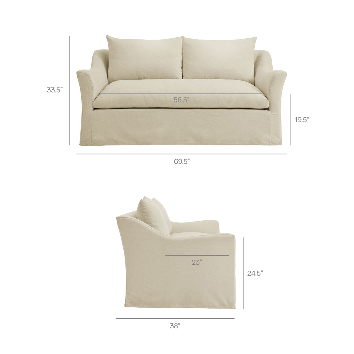 Somerset 70" Slipcovered Linen Blend Loveseat
