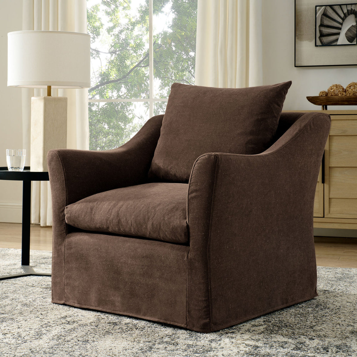 Somerset Slipcovered Linen Blend Armchair