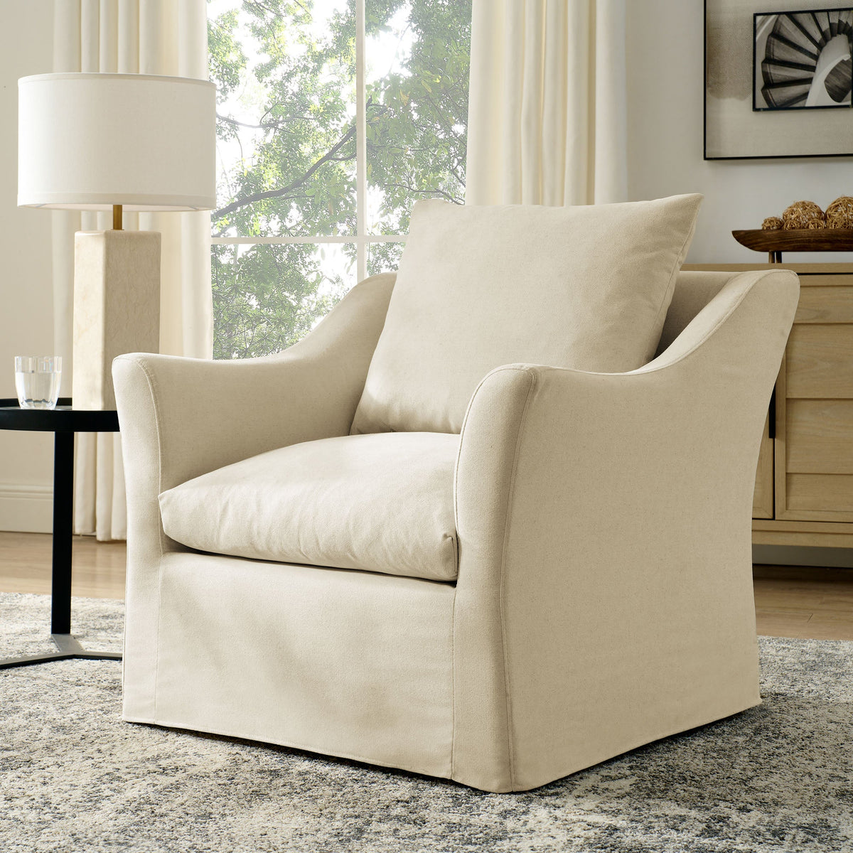 Somerset Slipcovered Linen Blend Armchair
