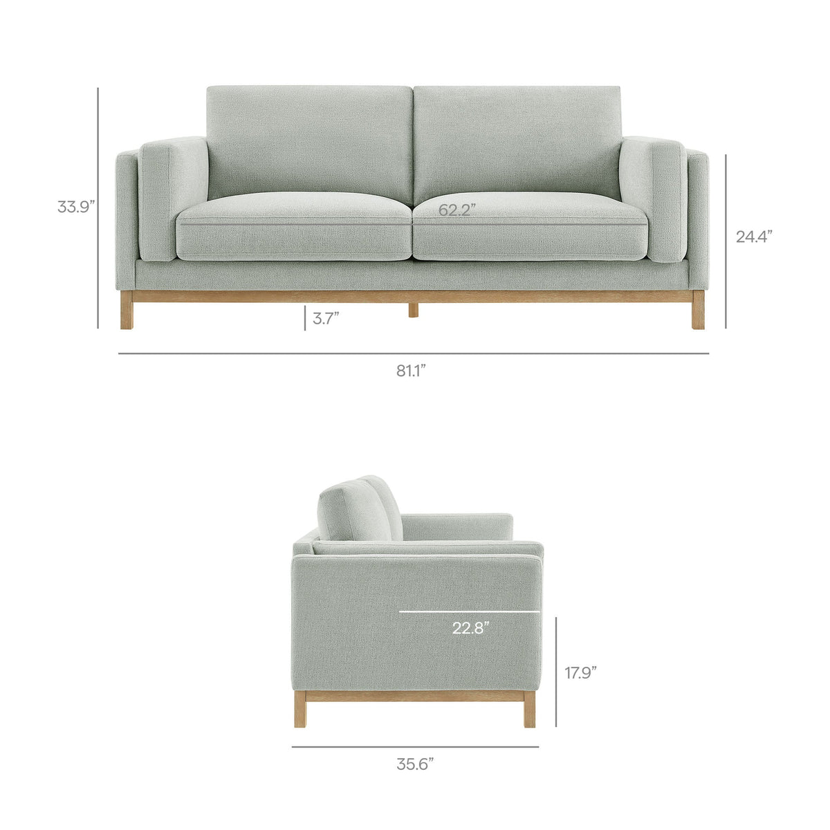 Roscoe 81 inch Fabric Sofa