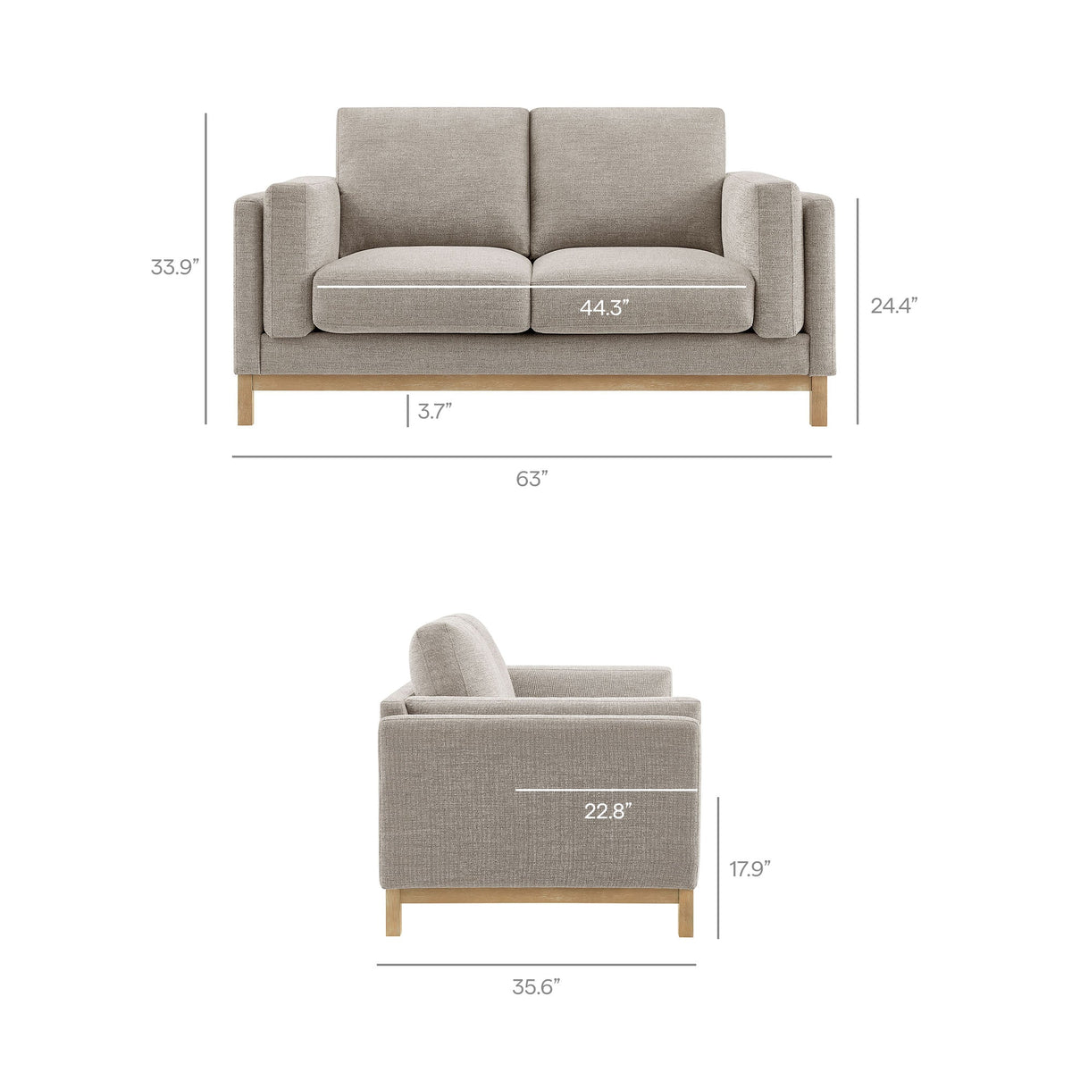 Roscoe 63 inch Fabric Loveseat
