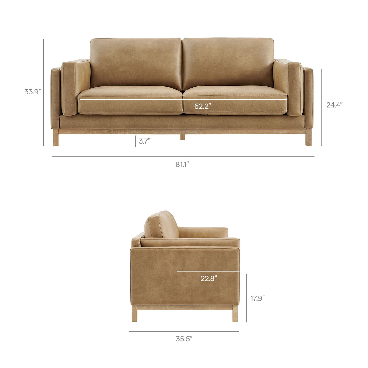 Roscoe 81 inch Vegan Leather Sofa