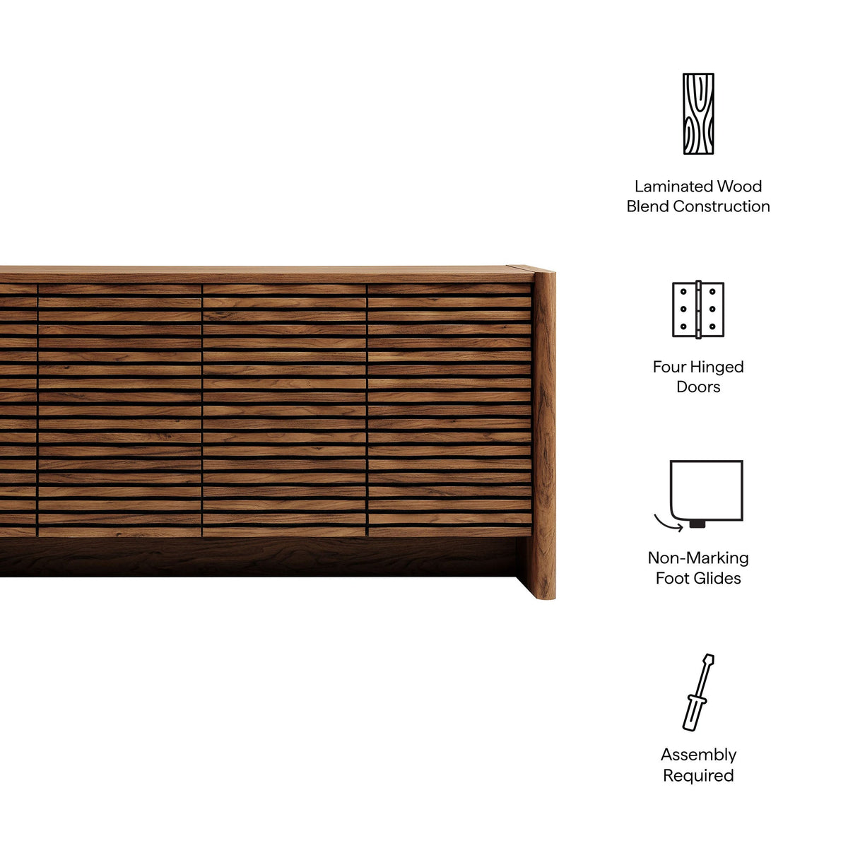Emric Wave 66" 4-Door Sideboard, Walnut - detail view