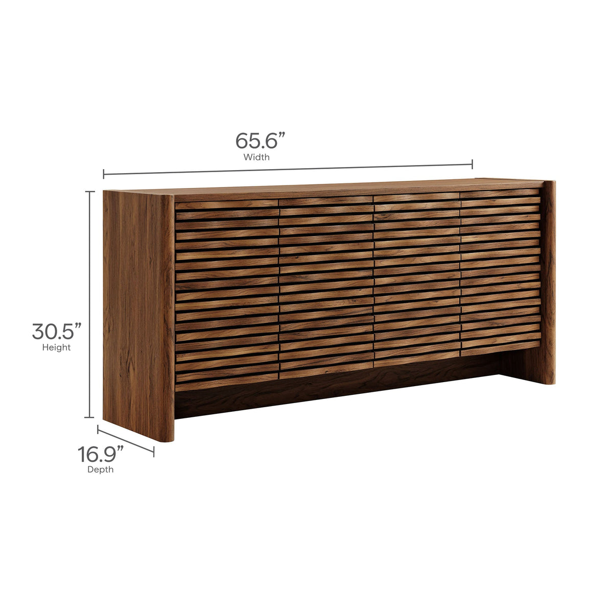 Emric Wave 66" 4-Door Sideboard, Walnut - detail view