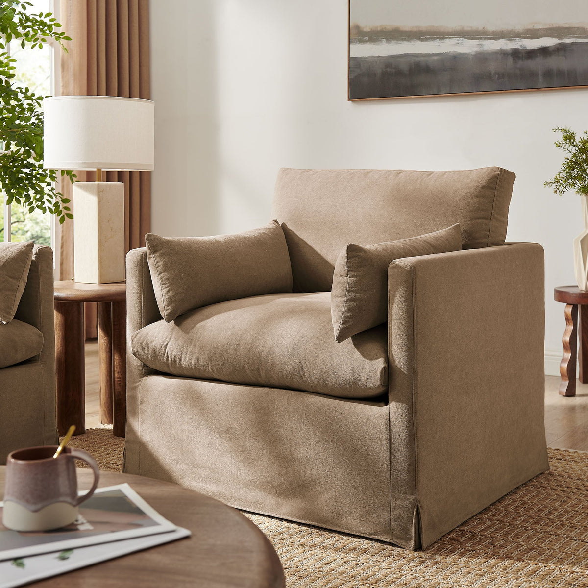 Wellfleet Slipcovered Linen-Blend Armchair